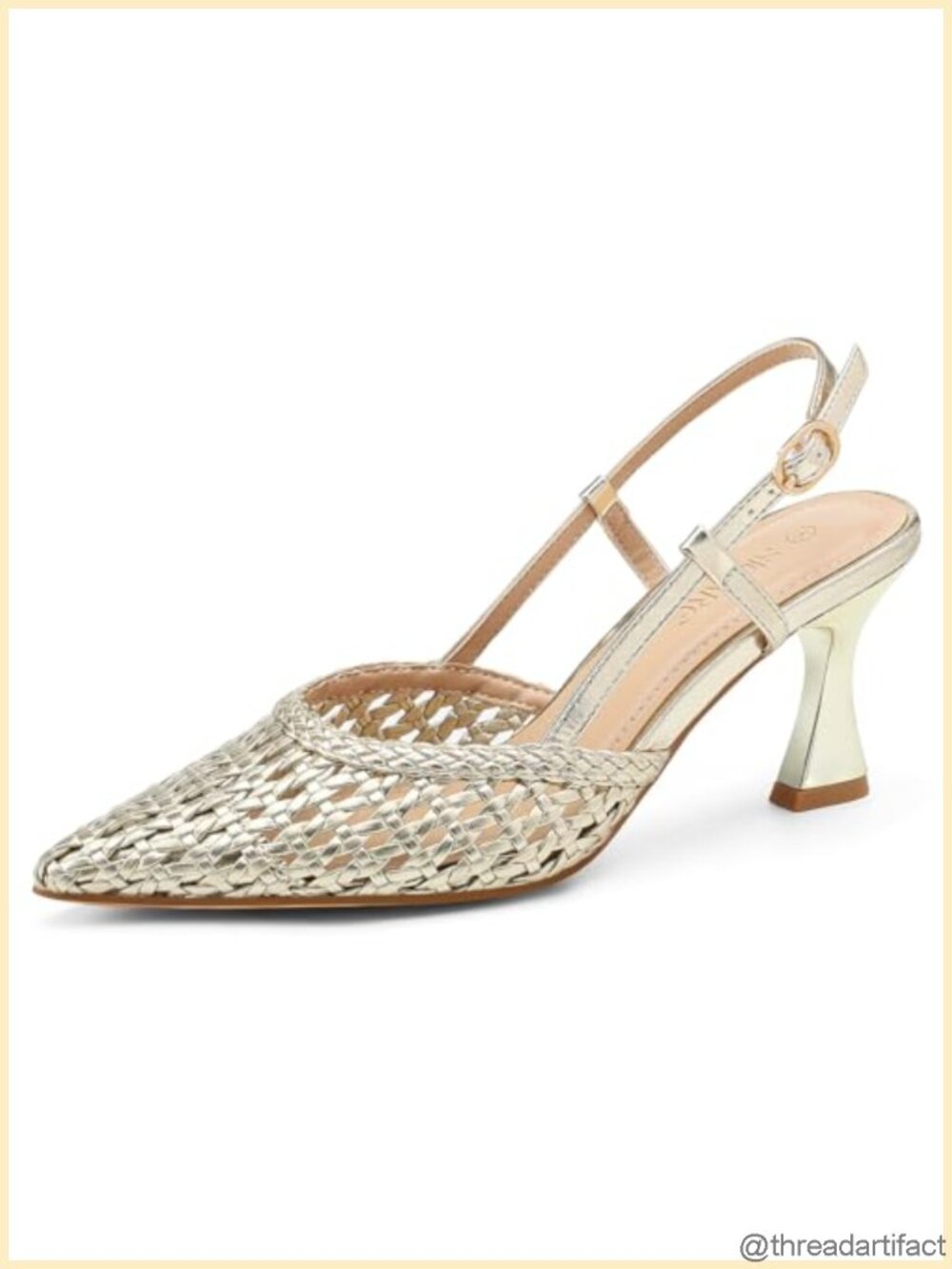 Woven Slingback Kitten Heel Pumps 2.5 Inch Pointed Toe Adjustable Strap